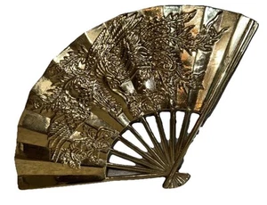 Abanico de latón macizo decoración arte 11 en estilo asiático oriental vintage - Imagen 1 de 10