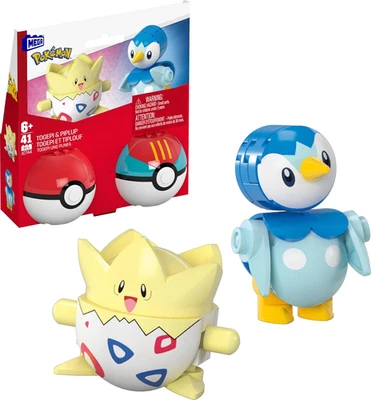MEGA Pokémon - 2 Poké Balls Con Togepi E Piplup, Set Da Costruire Con 41 Pezzi,  - Immagine 1 di 4
