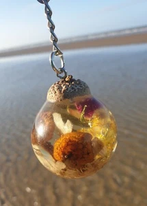 HAND MADE KEYRING. LITTLE TERRARIUM. SPHERE. WILD NATURE. SEA LIFE  - Picture 1 of 8