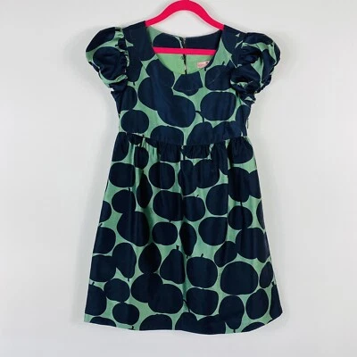 Vestido Juicy Couture Niñas Talla 8 Estampado de Frutas de Seda Manga Abullonada Azul Marino Verde Foto 1 de 4