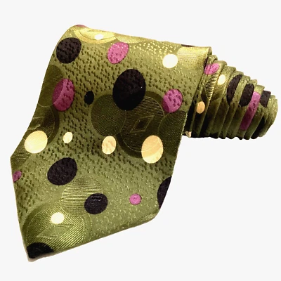 Corbata cósmica Boss Hugo Boss para hombre 100 % seda lunares verde hecha en Italia Foto 1 de 4