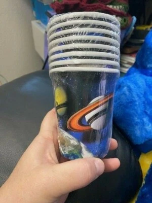 HAPPY BIRTHDAY Space Blast 9oz PAPER CUPS (8) ~ Party Supplies Beverage Drinking - Image 1 of 2