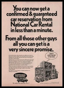 1969 National Car Rental I Won't Leave You In The Cold Computer Cartoon Print Ad - Bild 1 von 1
