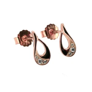 Juego de pendientes de pernos de gota de lágrima enchapados en oro rosa rojo de 18 quilates - Imagen 1 de 5