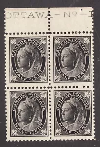 1897 Canada Sc# 66 , Inscribed Block - Half Cent, Queen Victoria - MNH - Picture 1 of 1