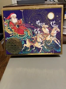 16 NOS Peggy Toole Christmas Greeting Cards Gold Foil Santa Sleigh Reindeer Box - Picture 1 of 10