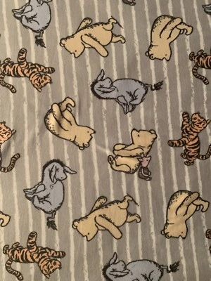Cotton Knit Fabric 9" x 26", Winnie the Pooh, Eeyore, Tigger, grey striped - Image 1 of 2
