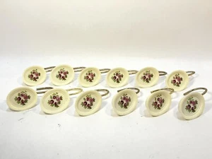 Vintage Shower Curtain Hooks Floral Oval Frames - Picture 1 of 5