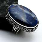 Sodalite Gemstone Ethnic Handmade Antique Design Ring Jewelry US Size-7 AR 36179