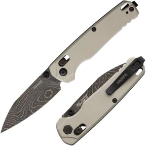 Kershaw Folding Knife 3" Damascus Steel Blade Bright Nickel Aluminum Handle - Picture 1 of 4