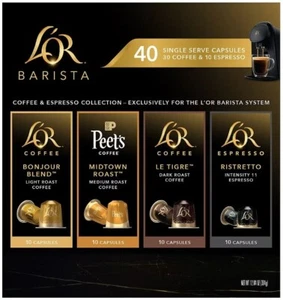 40 Coffee/Espresso Capsules/Pods Peet's & L'OR for L'OR Barista System 03/2025 - Picture 1 of 8