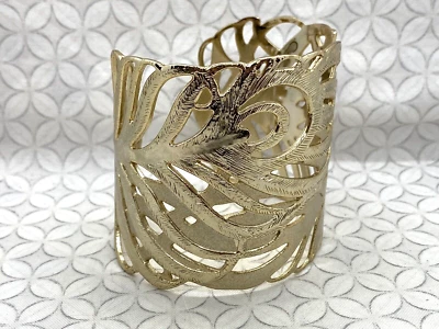 Kendra Scott Salome Feather Statement Bracelet Gold Tone Wide - Image 1 of 4