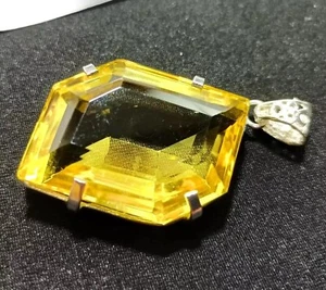 Fancy Yellow Natural Citrine 925 Solid Silver 93.25 Ct Pendant Loose Gemstone - Picture 1 of 7