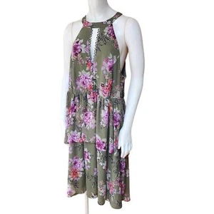 Torrid Chiffon Kleid olivgrün Blumen Lagenlook Schößchen (1) - Bild 1 von 5