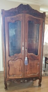 Antique Walnut French Louis XV Exquisite Carved Cabinet Made in FrancePickUpOnly - Picture 1 of 14