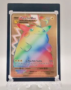2020 Pikachu VMAX Pokémon Vivid Voltage Set Rainbow Gold Foil Holo Rare #044 - Picture 1 of 2