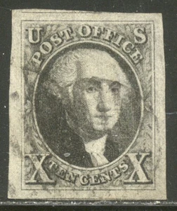 U.S. #2 Used XF/SUP GEM w/ Cert - 1847 10c Black - Picture 1 of 2
