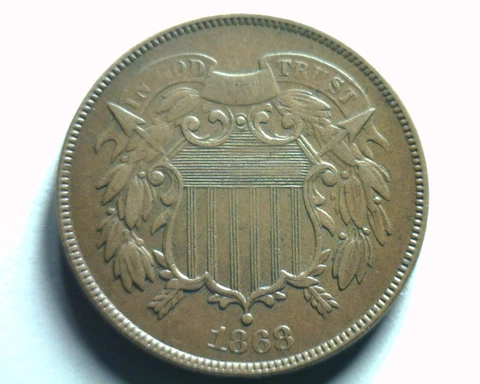 1868 TWO CENT PIECE VERY FINE+ VF+ NICE ORIGINAL COIN FROM BOBS COINS FAST SHIP Cover