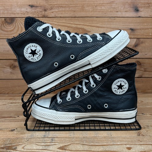 Scarpe da ginnastica Converse donna UK 4 Chuck 70 comode utility nere in pelle sherpa