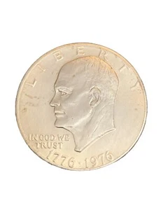 1776-1976 Eisenhower Liberty Bell Moon Silver One Dollar US Bicentennial Coin - Picture 1 of 2
