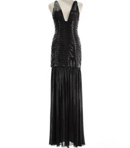 Retrofete NWT Elsa Sleeveless V-Neck Maxi Dress Size Large in Metallic Black - Picture 1 of 11