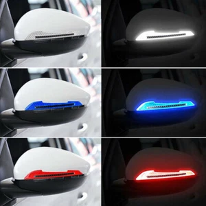 Carbon Fiber Reflective Car Side Mirror Warning Decal Stickers Trim Accessories - Picture 1 of 12