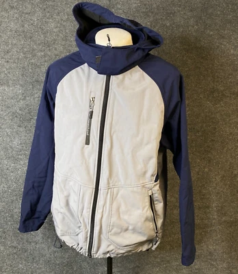 Champion Hombre Chaqueta Abrigo Azul Gris Cremallera Completa Parka Polar Con Capucha Mediana Foto 1 de 4