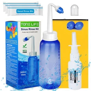 Neti Pot - Nasal Irrigation Wash Bottle Sinus Rinse Salt Packets Nettie Pot K... - Picture 1 of 8
