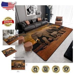 7'X5' Non-Slip African Elephant Area Rug - Ideal for Living, Dining and More - Picture 1 of 10