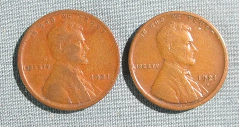 1921 P and 1921-S Lincoln Penny - CIRCULATED (2) U.S. 1 Cent coins P S Cover