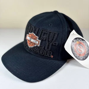 Harley Davidson Motor Cycles 3-D Logo Béisbol Snapback Sombrero Mezcla Lana Negro OS - Imagen 1 de 15