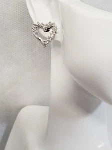 10kt Solid White Gold .30 Carat Diamond Heart Shape Stud Earrings - Picture 1 of 6