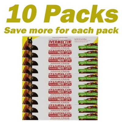 10 PACK Paste Horse Dewormer - Apple Flavor Exp 3 YEARS for All Age Horses - Image 1 of 4