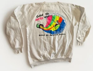 Vintage 80s Sweatshirt California Rainbow Surfer Surf Puff Paint DEADSTOCK USA M - Bild 1 von 11