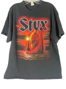 VTG STYX Grim Reaper Ferryman Tour Concert T-Shirt Size XL Black Double Sided - Picture 1 of 5