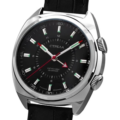 STRELA Leonov Wecker Handaufzug Uhr mechanisch Armbandwecker 44mm Poljot 2612 - Bild 1 von 4