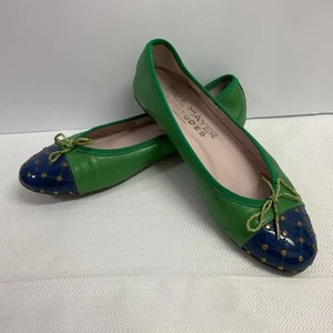PAUL MAYER Attitudes SHOES 7.5B GREEN NAVY Patent/Nappa Ballet Flat Retail $245 - Picture 1 of 8