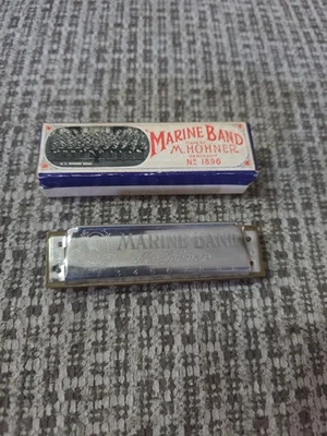 Vintage Hohner Marine Band 1896 Harmonica Germany with Box 10 Hole - Image 1 of 4