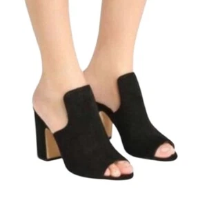 Sandali DKNY Hester Mule neri scamosciati tacco a blocco, taglia 9, sexy estate data notte - Foto 1 di 9