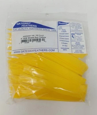 100 Pack Gateway Feathers 4" Right Wing: Shield Sun Yellow 400RSSSY-100 - Image 1 of 4