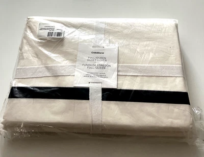 Funda nórdica esmoquin percal algodón orgánico CRATE & BARREL marfil/negro completa/Qn nueva con etiquetas Foto 1 de 4