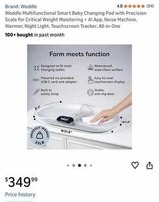 Almohadilla cambiadora inteligente multifuncional de silicona Woddle para bebé - todo en uno Foto 1 de 4