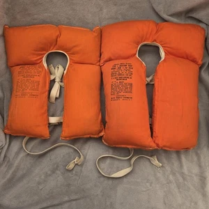Vintage Miltco Product (2) Typ I Kinder Schwimmweste CKS-I & CKM-I orange 45lb+ 70er - Bild 1 von 24