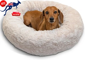the Original Calming Donut Cat and Dog Bed in Lux Fur Oyster, Small 23X23 - Picture 1 of 12