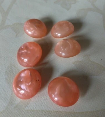 6 Halbkugel Knöpfe . Apricot. Mit Steg  - Bild 1 von 2