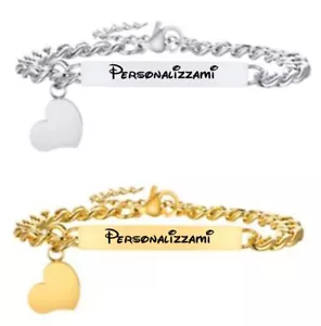 Bracciale Braccialetto Acciaio con nome incisione personalizzata Idea Regalo - Foto 1 di 10