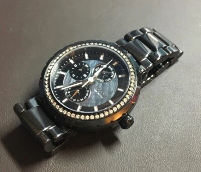 Reloj redondo FOSSIL CE1009 para mujer CERÁMICA NEGRA pulsera esfera negra crestales Foto 1 de 2