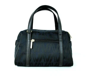 Authentic Valentino Black Nylon & Leather Small Boston Hand Bag Purse Italy Good - Picture 1 of 12