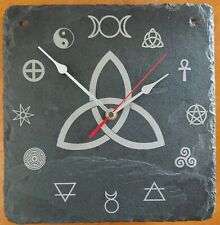 Pagan symbols slate etched clock - Etched in Cornwall