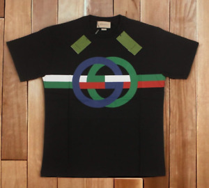 T-shirt noir homme Gucci avec logo imprimé GG surdimensionné authentique taille M